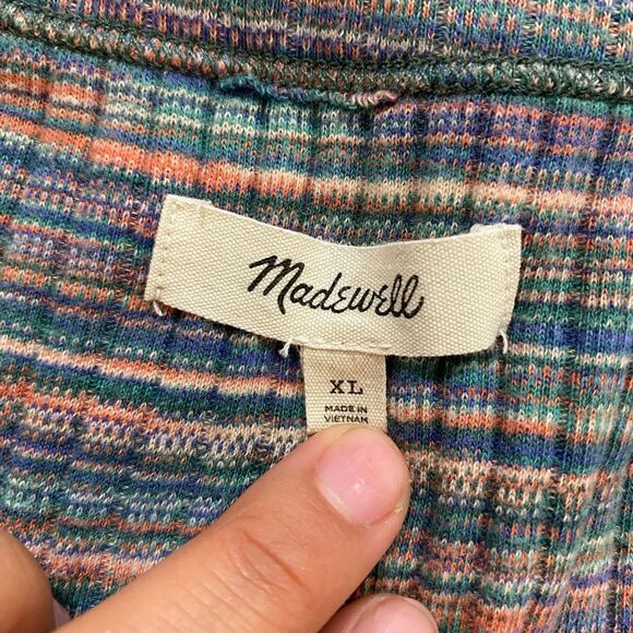 Madewell Multicolor Striped Ribbed V-Neck Cropped Tee Women’s XL - Picture 3 of 6